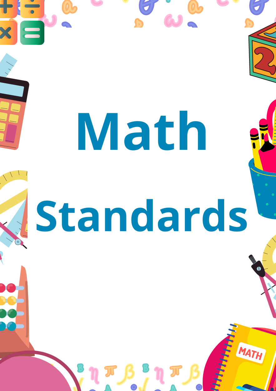  Variety of Math Symbols surrounding the words Math Standards
